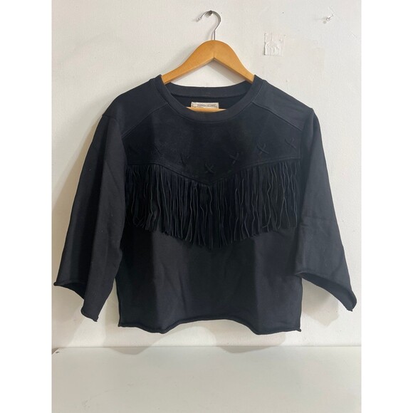 CURRENT/ELLIOTT The Suede Fray Popover Wide-Sleeve Cotton Top Size 1 retail $398 - Picture 2 of 11